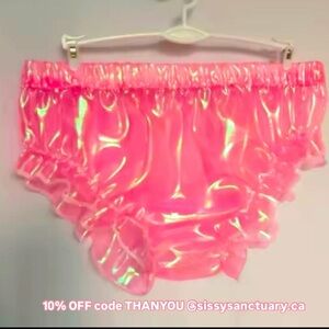 Sissy Crossdresser pink PVC latex fetish panties